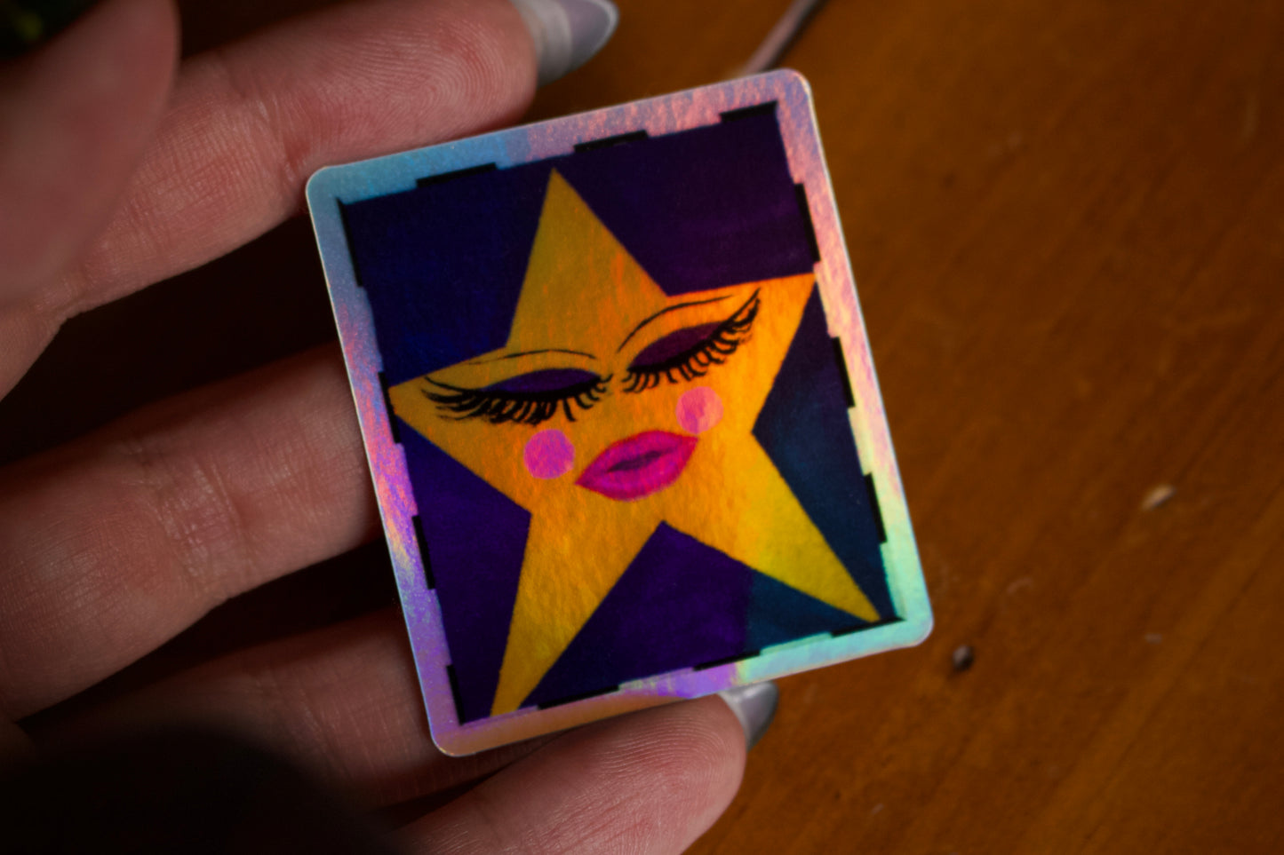 Sleepy Cunty Star- Holographic Sticker