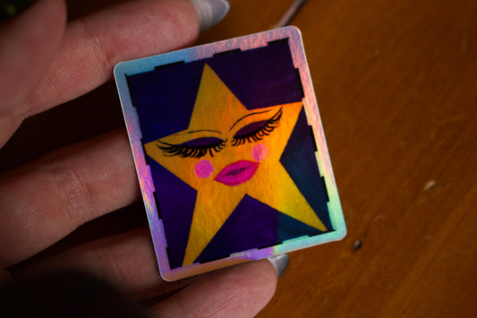 Sleepy Cunty Star- Holographic Sticker