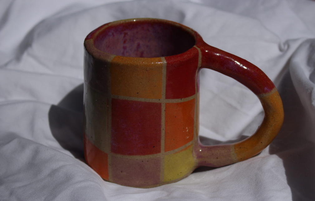 sunset checkered mug