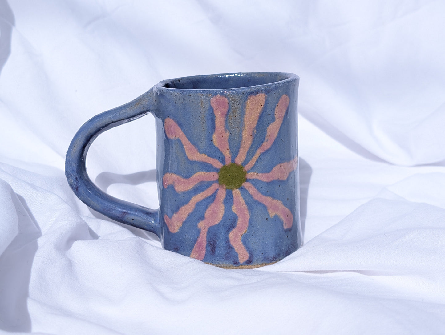 squiggly wonky flower mug