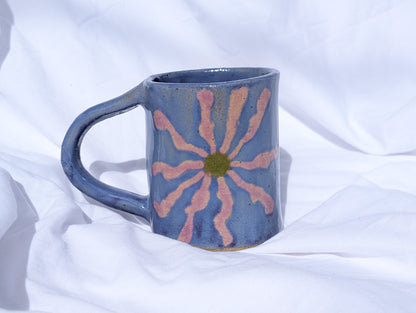 squiggly wonky flower mug