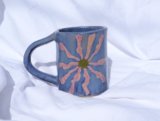 squiggly wonky flower mug