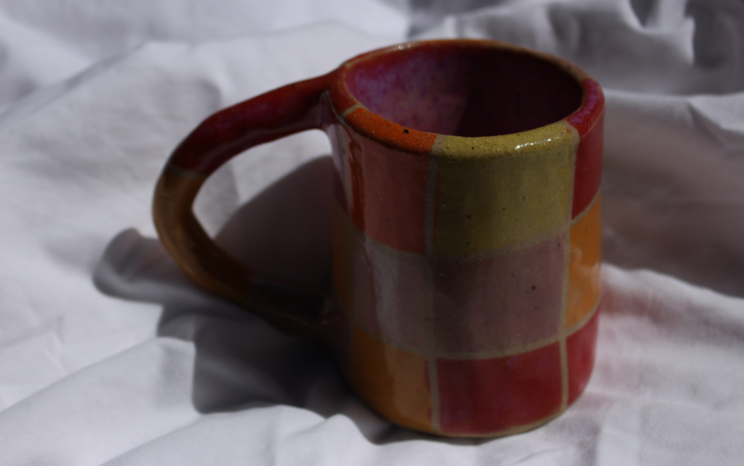 sunset checkered mug